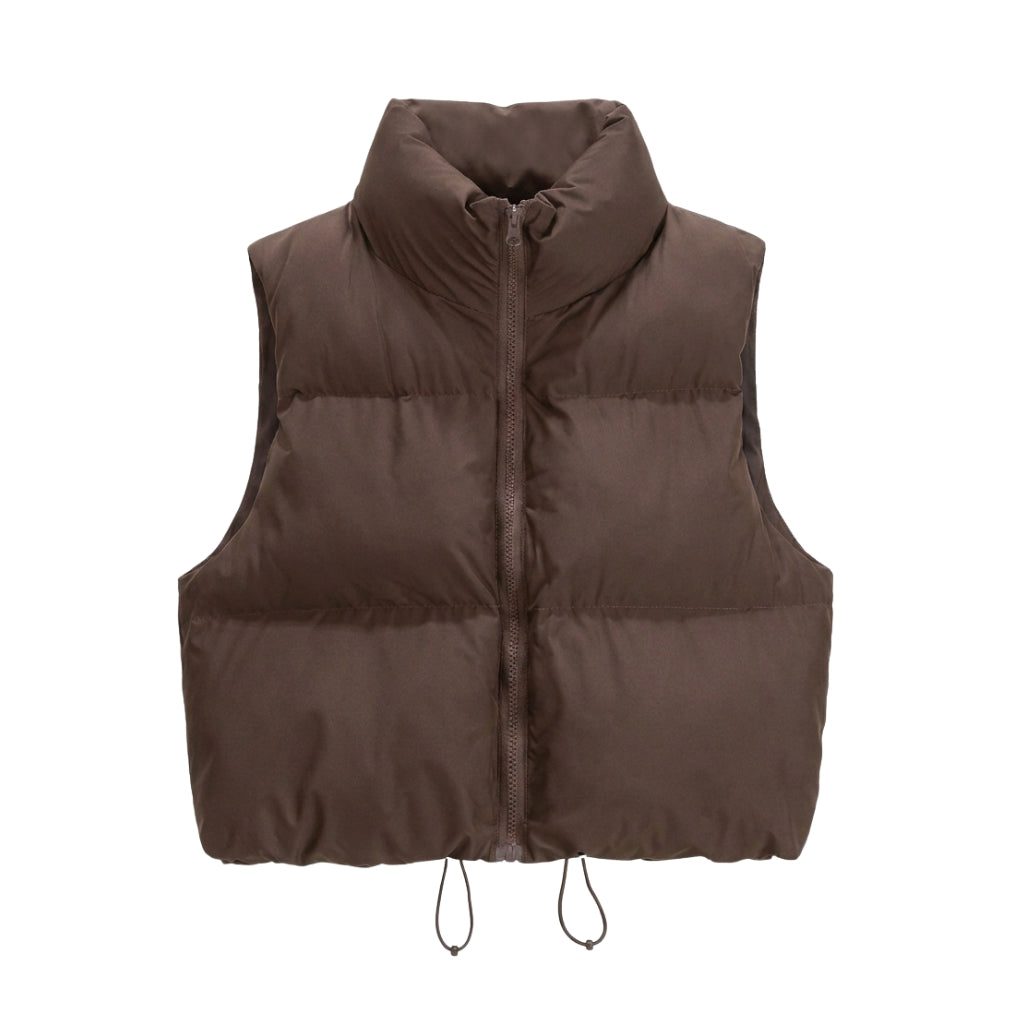 Nora | Cropped Puffer Vest Quilted Stand Collar for Women