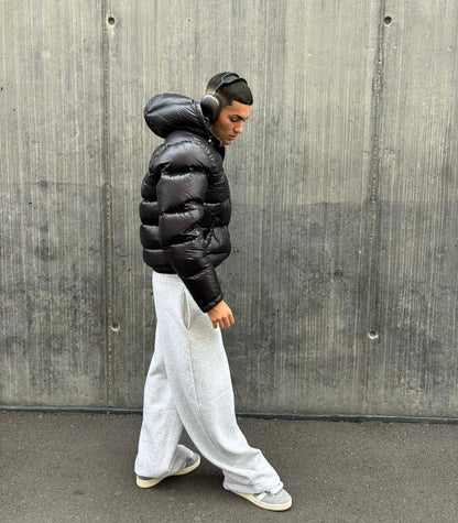 Herre Quiltet Jakke Med Sherpafor Og Hætte – Varm Vinterjakke Til Udendørsbrug, Hverdagsbrug Og Afslappet Streetwear