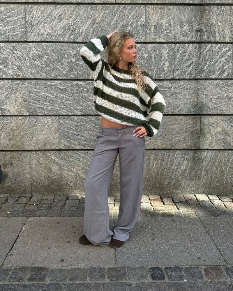 Juna | Damen asymmetrischer strukturierter Pullover