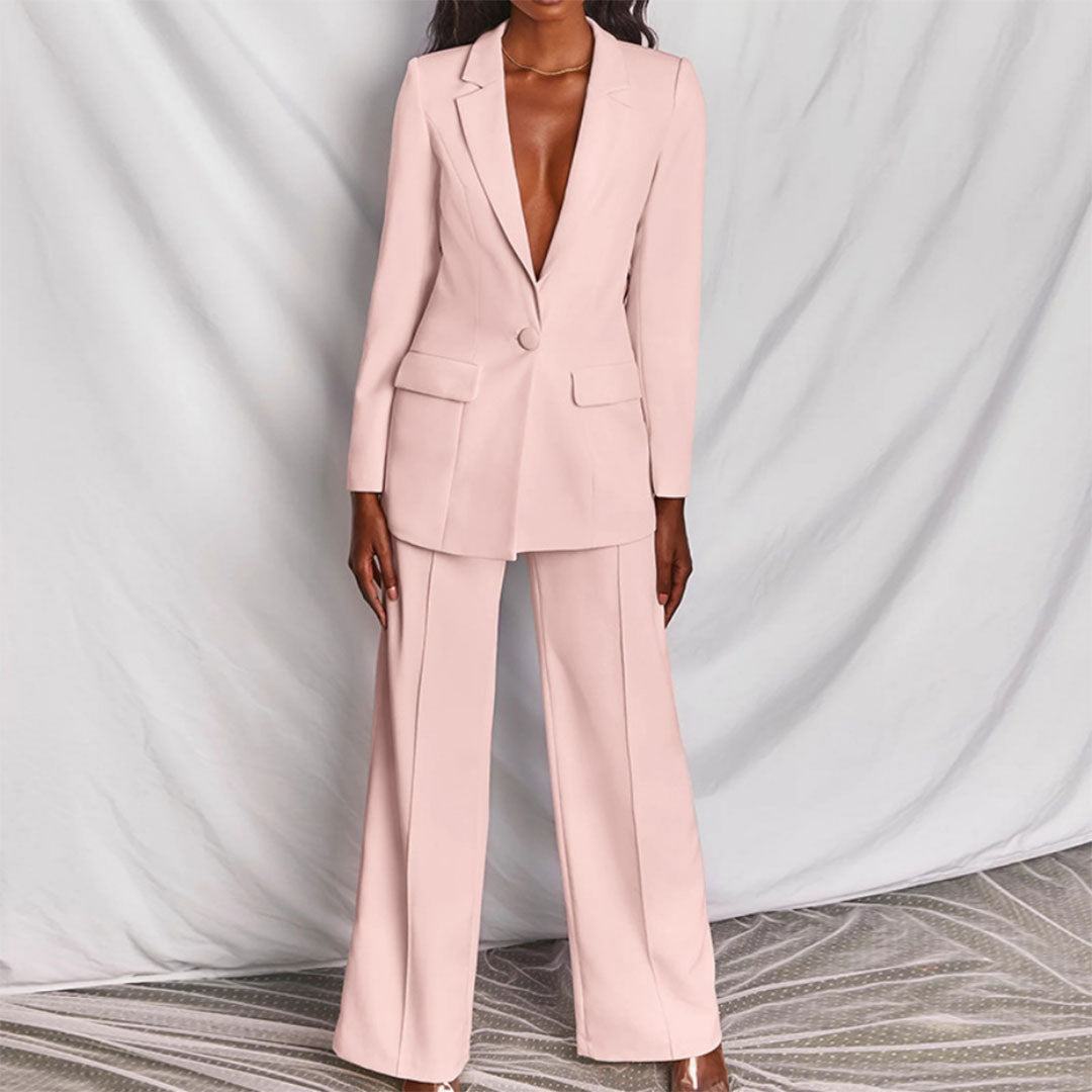 Damen Blazer Hosenanzug im Eleganten Zweiteiler
