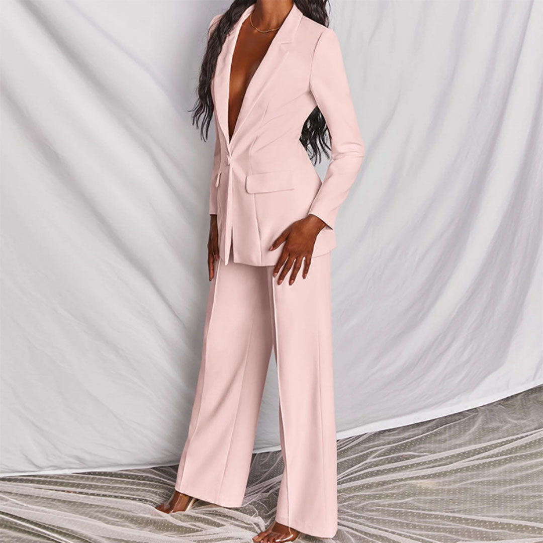Damen Blazer Hosenanzug im Eleganten Zweiteiler