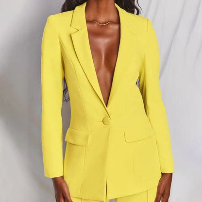 Damen Blazer Hosenanzug im Eleganten Zweiteiler