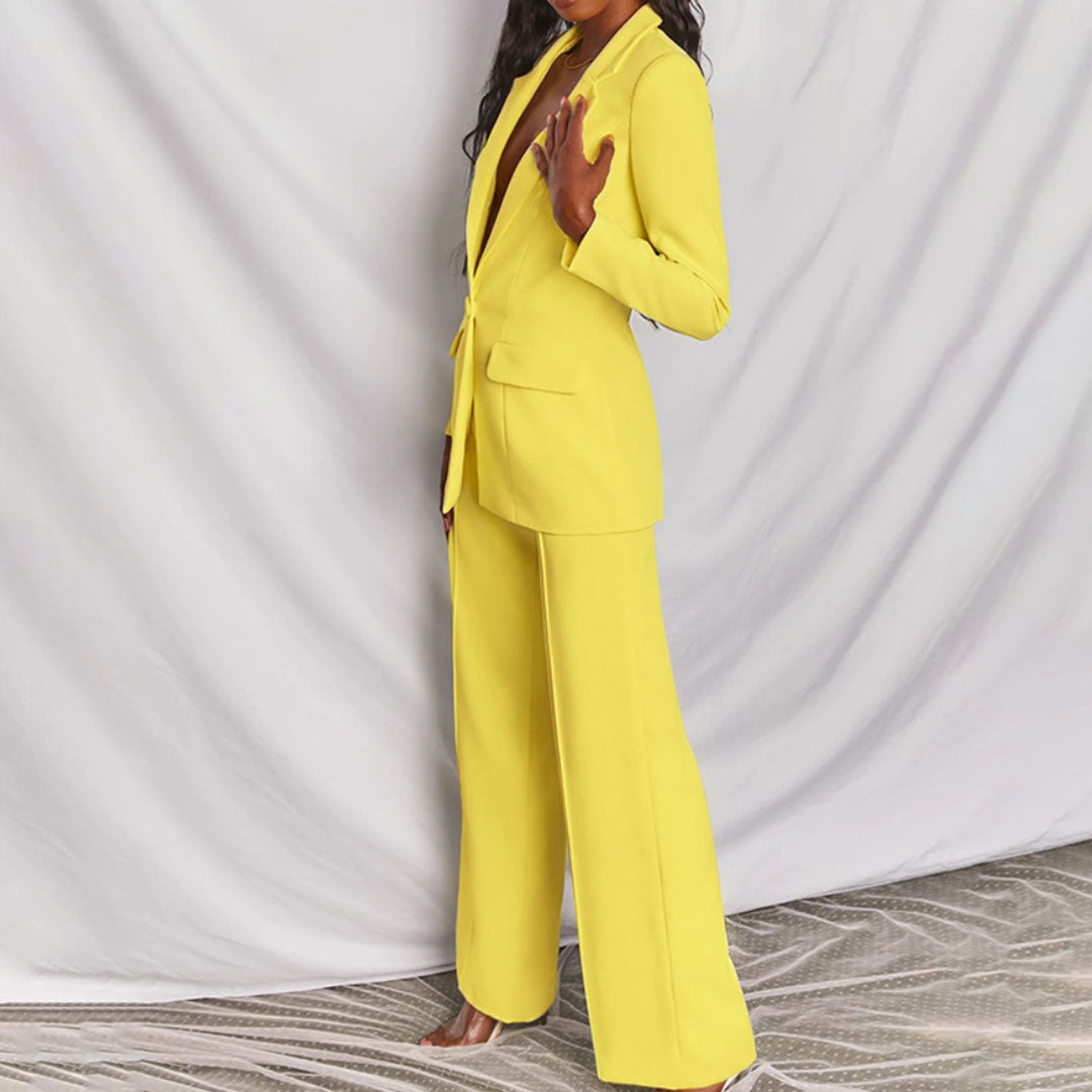 Damen Blazer Hosenanzug im Eleganten Zweiteiler