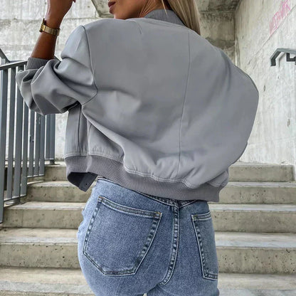 Nele | Damen lässige Bomberjacke mit Brusttaschen