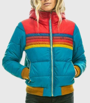 Ronja | Damen gesteppte Colorblock Teddyjacke