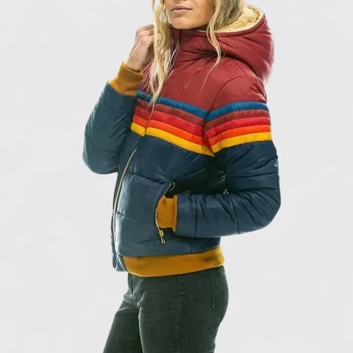 Ronja | Damen gesteppte Colorblock Teddyjacke