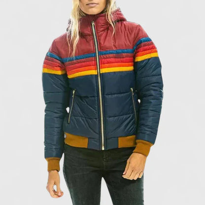 Ronja | Damen gesteppte Colorblock Teddyjacke