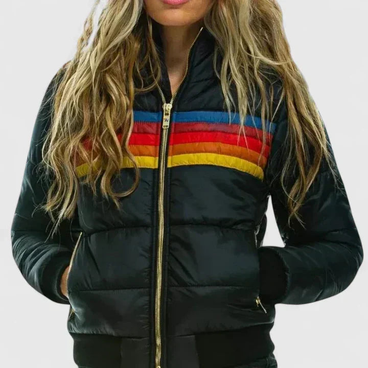 Ronja | Damen gesteppte Colorblock Teddyjacke