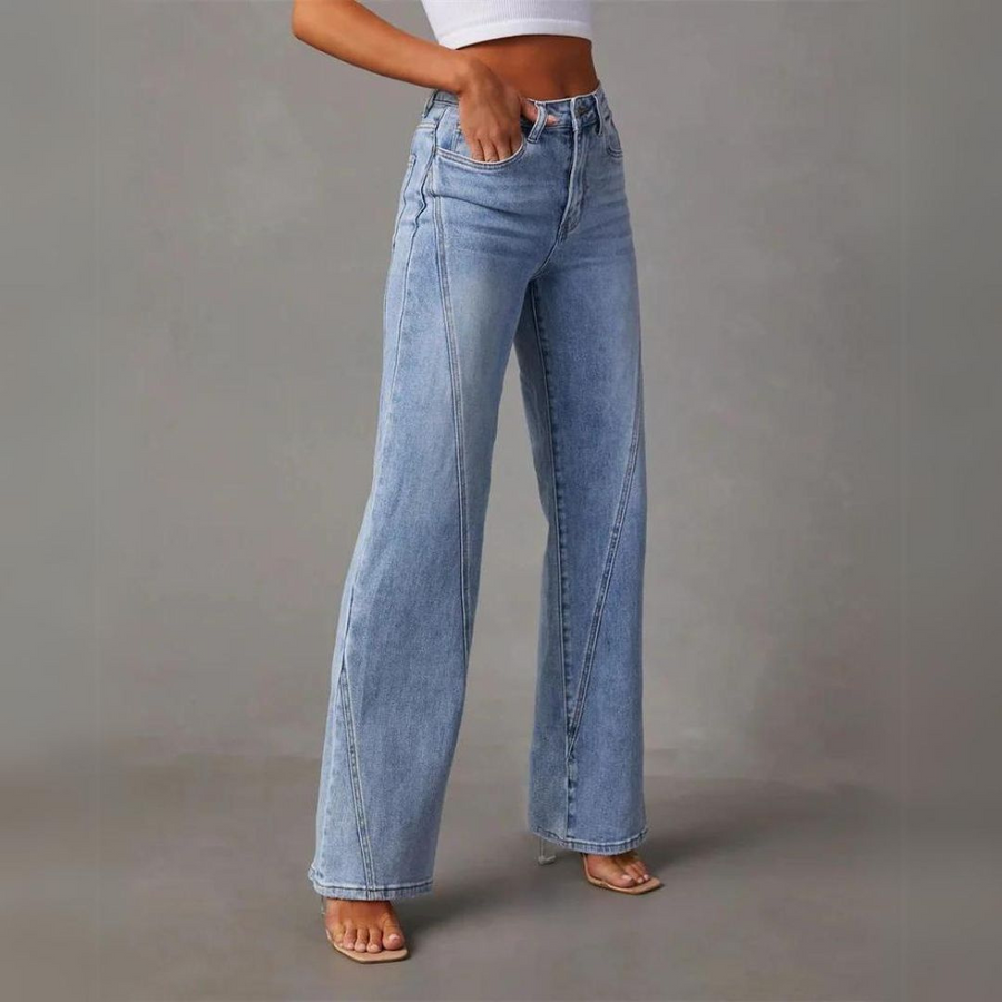 Damen Hose mit hohem Bund und geradem Bein