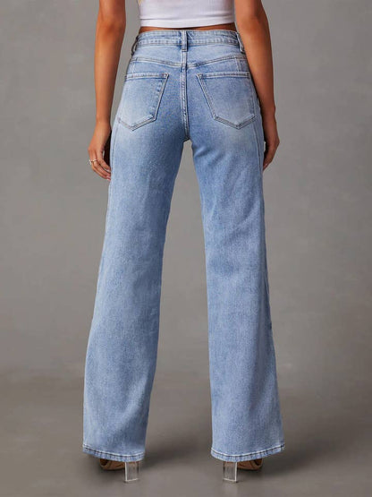 Damen Hose mit hohem Bund und geradem Bein