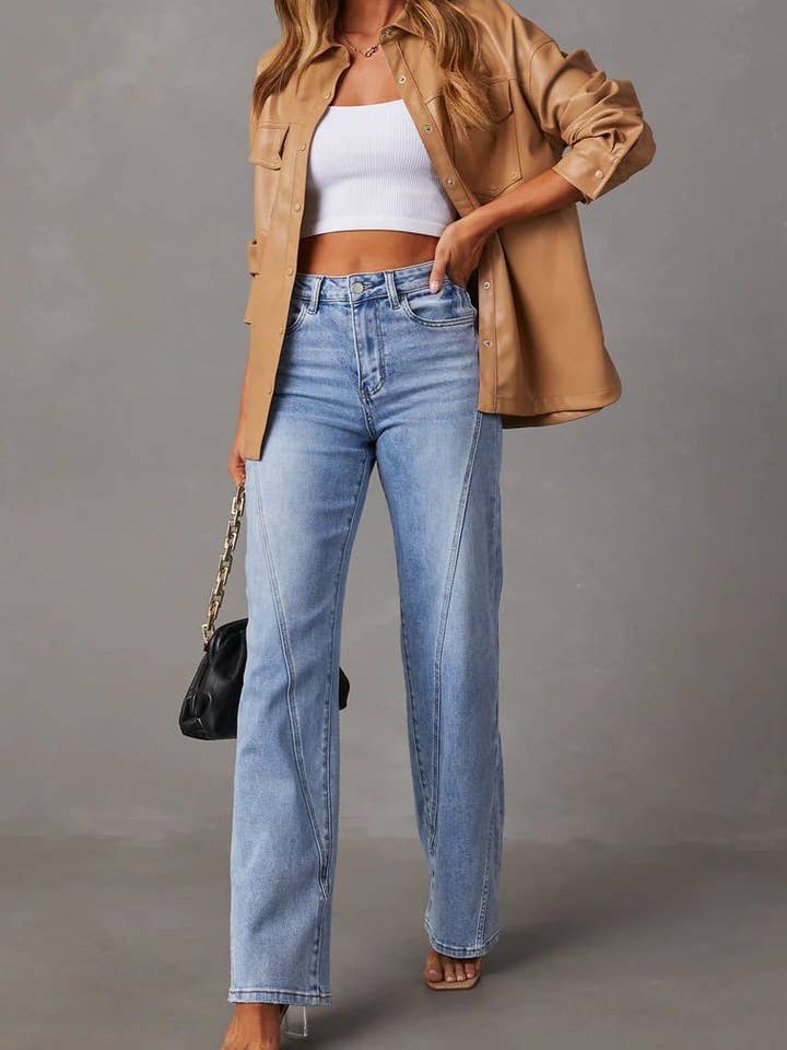 Damen Hose mit hohem Bund und geradem Bein