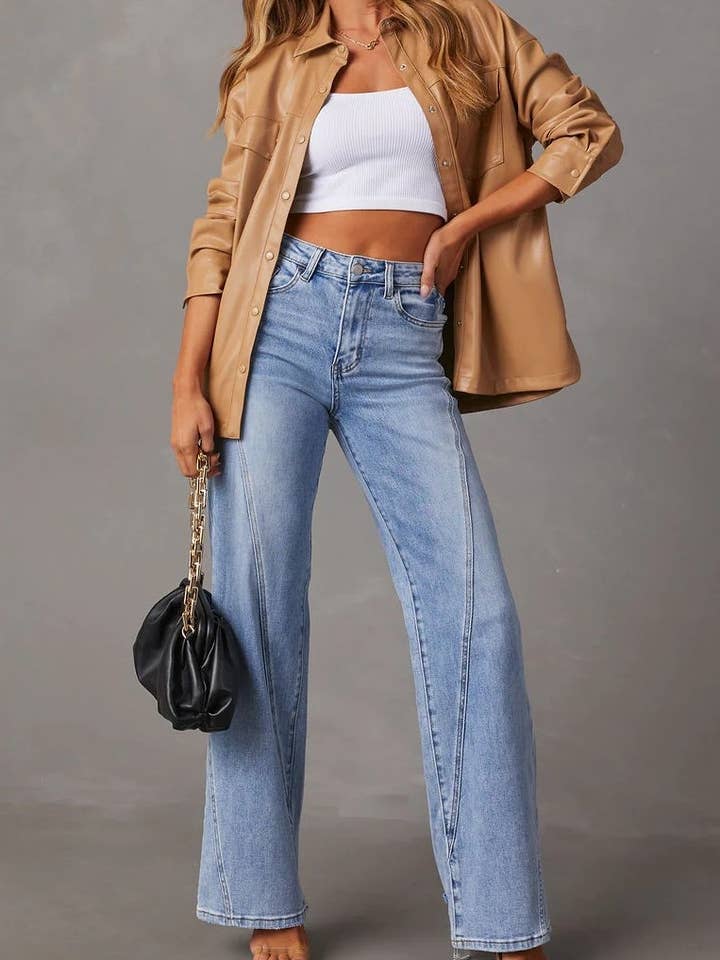 Damen Hose mit hohem Bund und geradem Bein