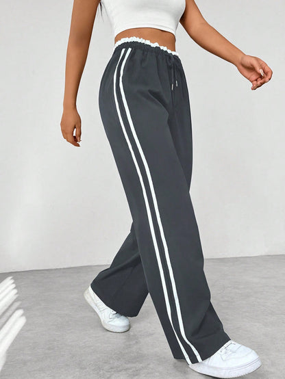 Damen Hose mit Seitenstreifen und elastischem Bund