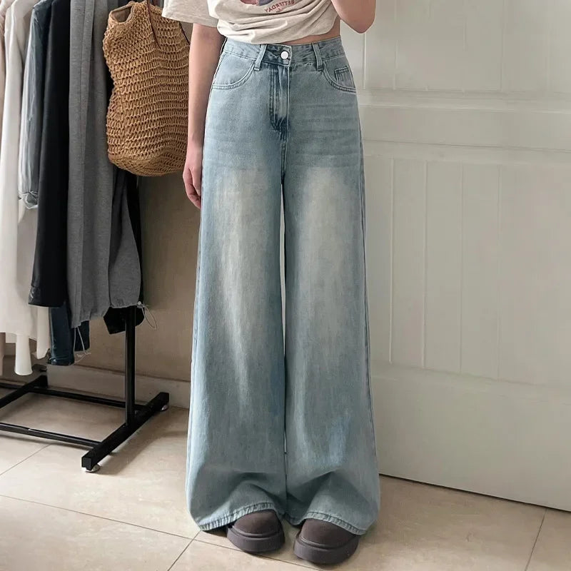 Damen Hose mit Weitem Bein Knopfverschluss Fronttaschen und Gürtelschlaufen