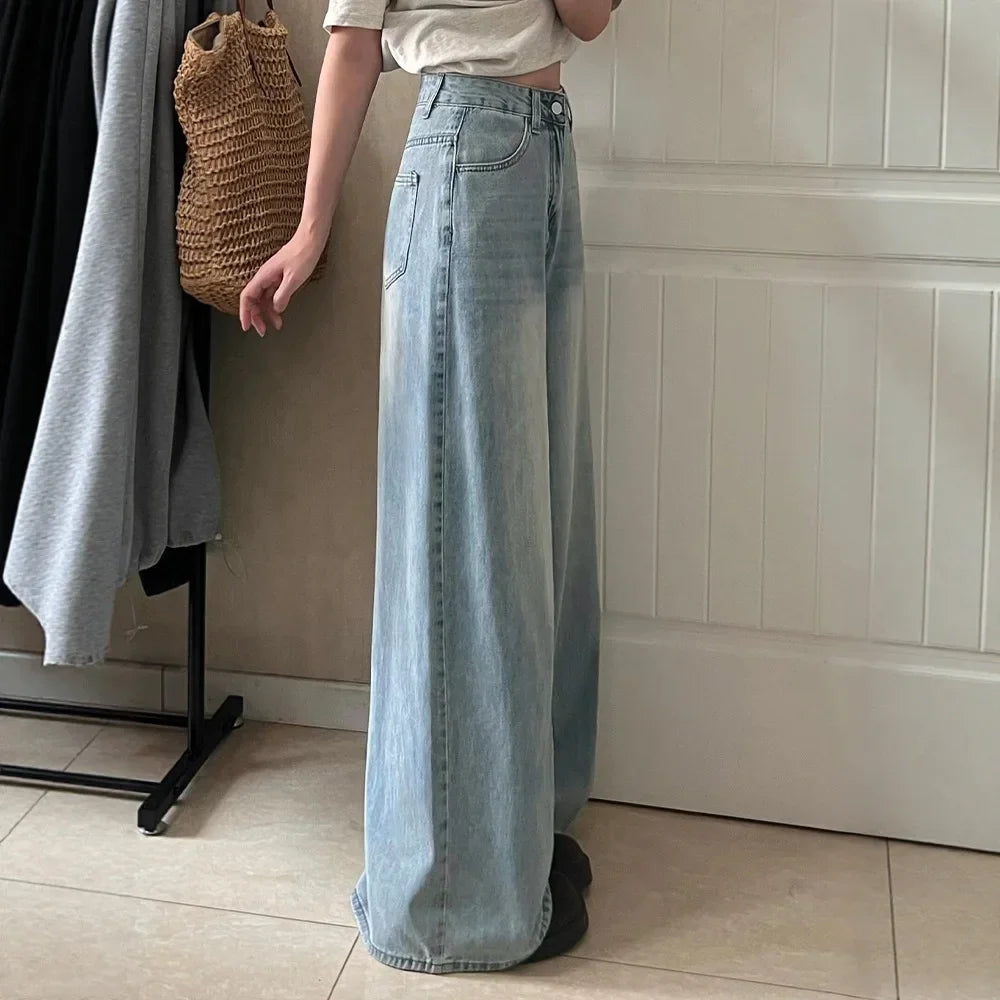 Damen Hose mit Weitem Bein Knopfverschluss Fronttaschen und Gürtelschlaufen