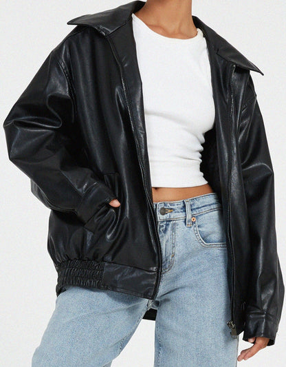 Damen Jacke mit Reißverschluss und elastischen Bündchen