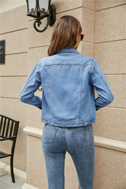 Damen Jeansjacke mit Knopfleiste und Brusttaschen