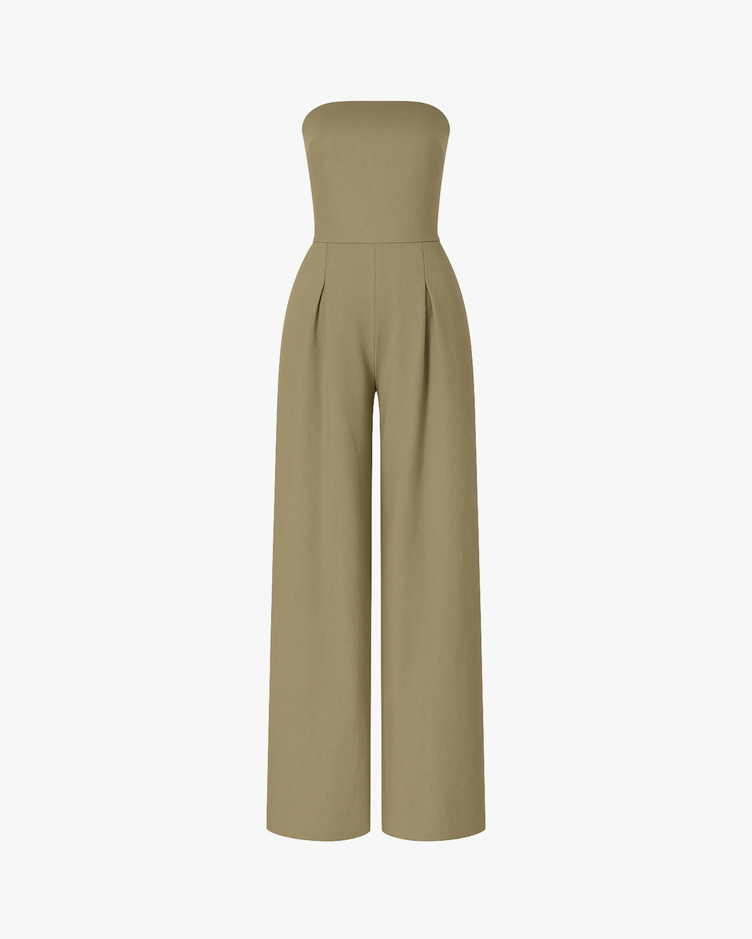 Damen Jumpsuit mit trägerlosen Oberteil und geraden Hosenbeinen