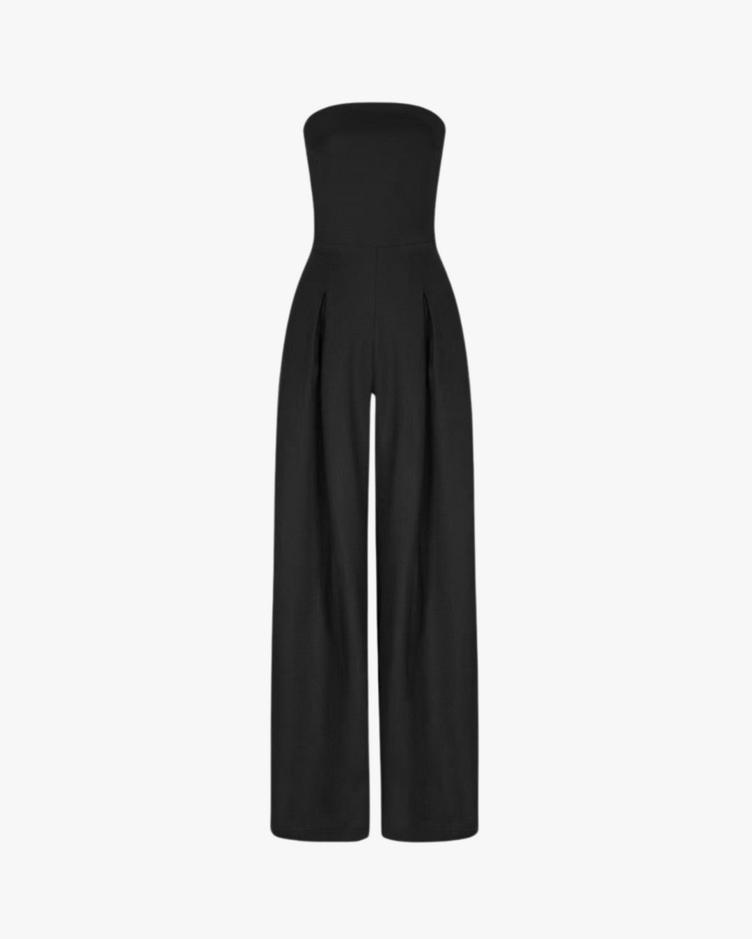 Damen Jumpsuit mit trägerlosen Oberteil und geraden Hosenbeinen