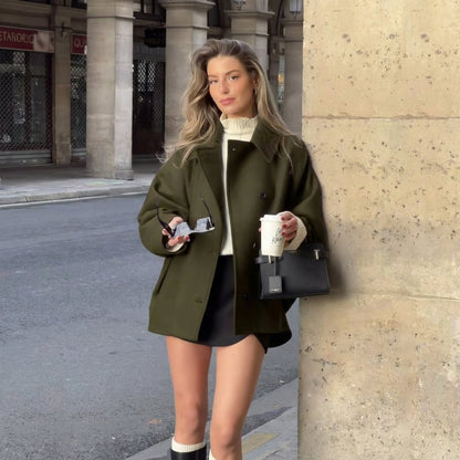Cordula | Damen Kurze Umlegekragen Knopfjacke