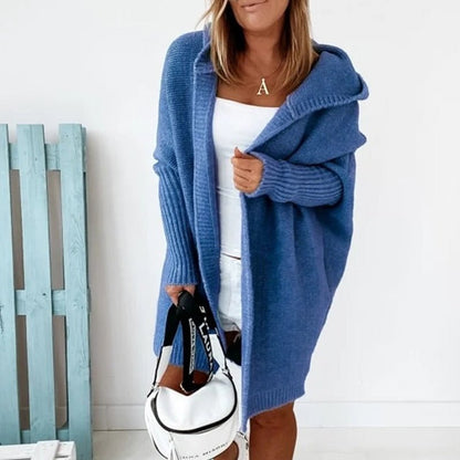 Thea | Damen lange Strickjacke mit Kapuze
