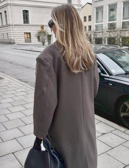 Isolde | Damen eleganter zweireihiger Maxi-Mantel