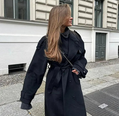 Marlene | Damen klassischer zweireihiger Gürtelmantel
