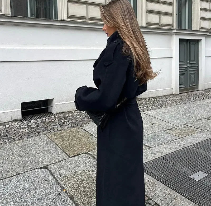 Marlene | Damen klassischer zweireihiger Gürtelmantel