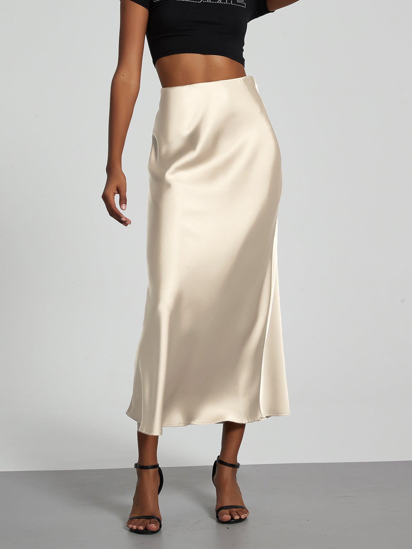 Damen Midirock mit A-Linien-Form und Hoher Taille
