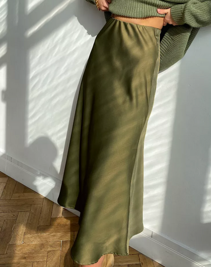 Damen Midirock mit A-Linien-Form und Hoher Taille