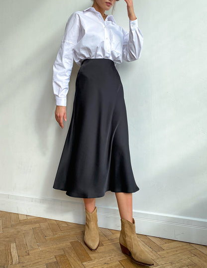 Damen Midirock mit A-Linien-Form und Hoher Taille