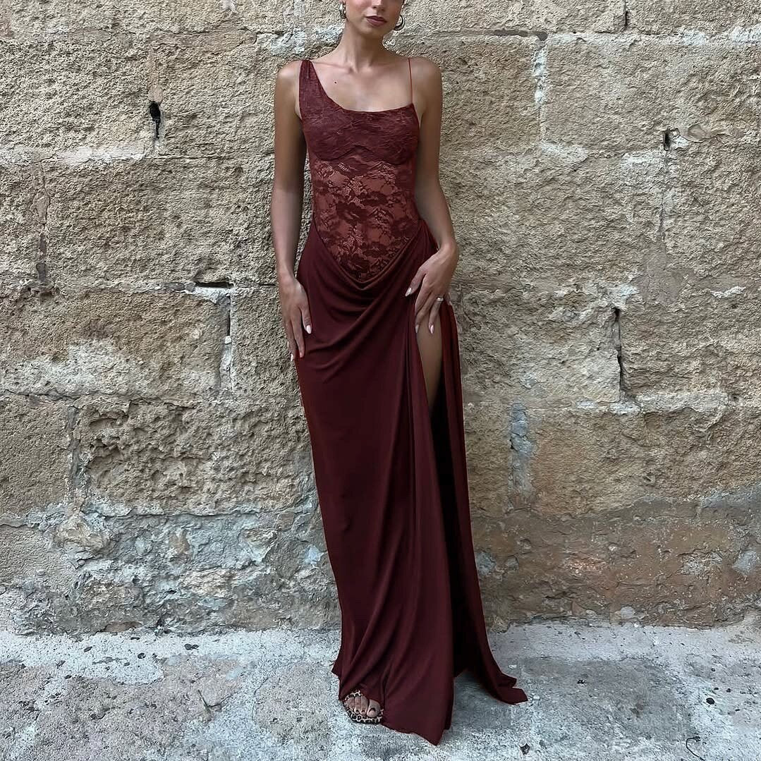Damen Off-Shoulder Maxikleid mit strukturiertem halbtransparentem Oberteil und gerafftem Rockteil