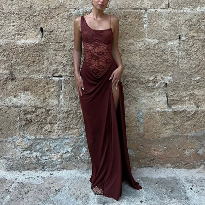 Damen Off-Shoulder Maxikleid mit strukturiertem halbtransparentem Oberteil und gerafftem Rockteil