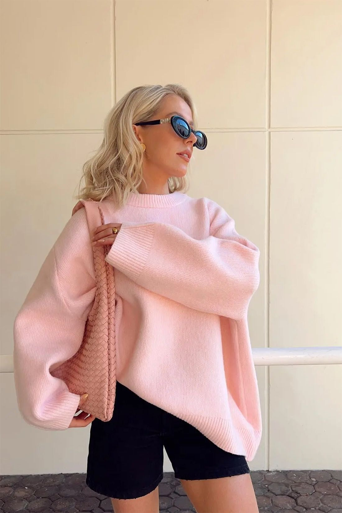 Damen-Pullover mit Rundhalsausschnitt und langen Ärmeln
