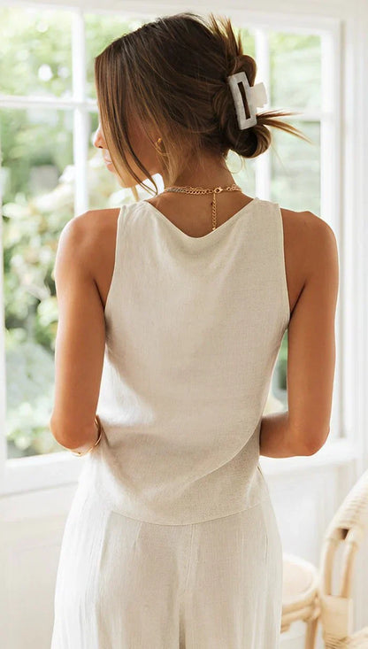 Damen Set mit Crop-Top und Hose mit Seitenschlitzen