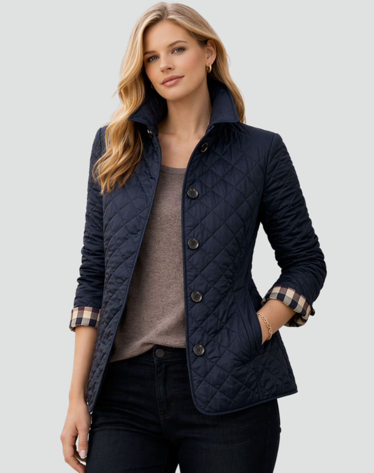 Imogen | Refined Women's Quilted Jacket with Button Front and Diamond Stitching