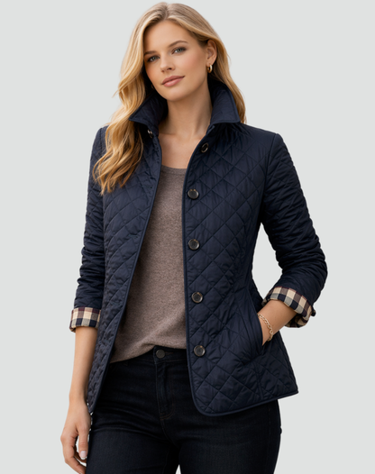 Imogen | Refined Women's Quilted Jacket with Button Front and Diamond Stitching