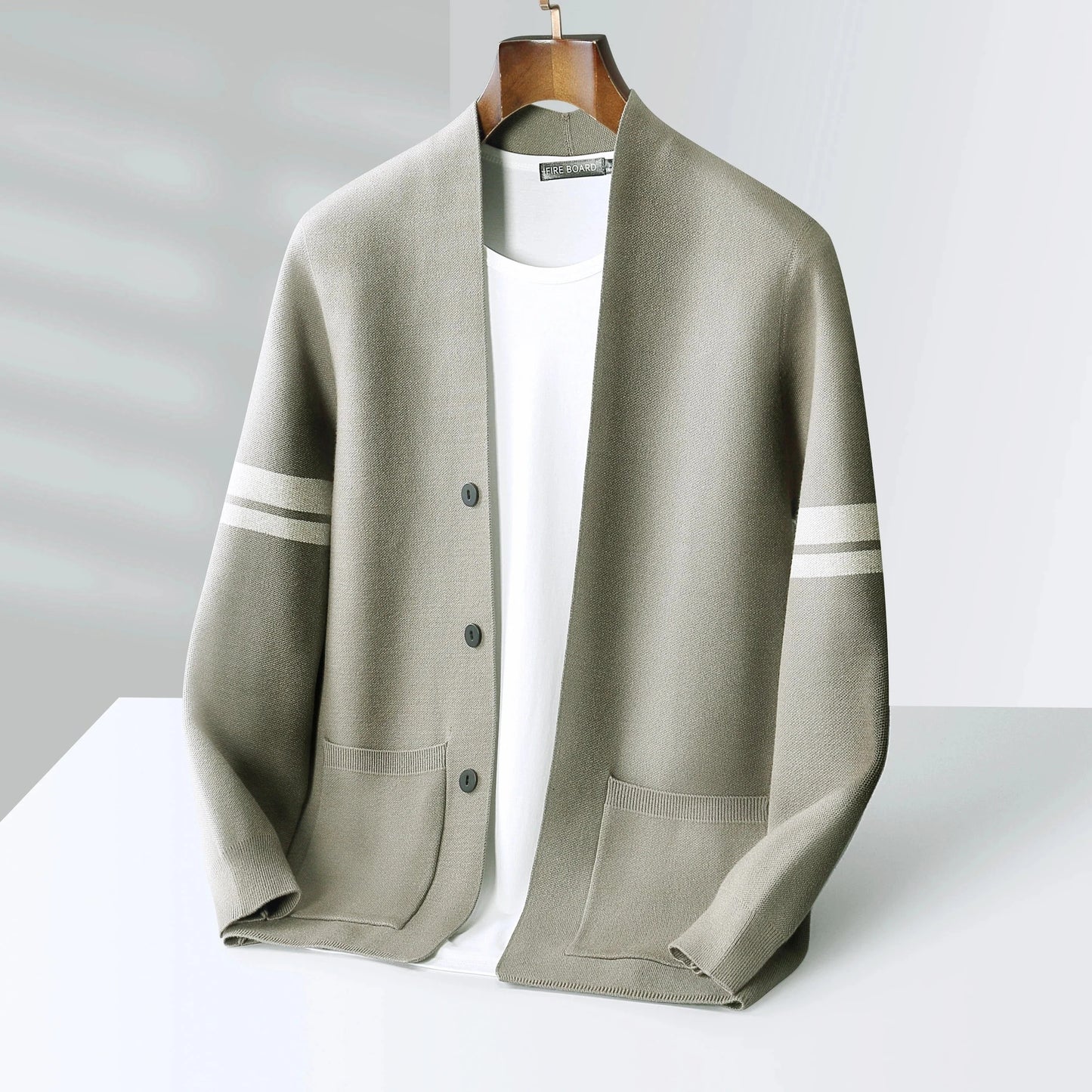 Modern Cardigan with Striped Sleeves