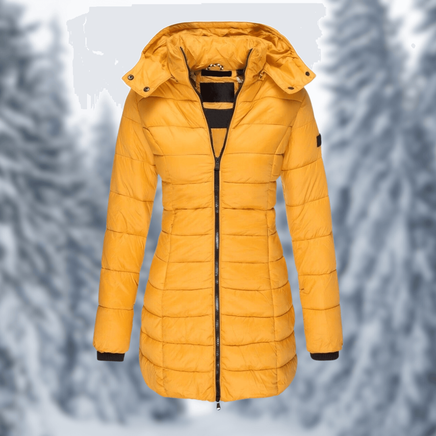 Women's Mid-Length Winter Coat with Detachable Hood