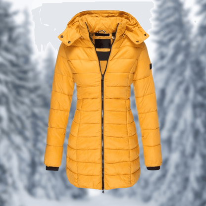 Women's Mid-Length Winter Coat with Detachable Hood