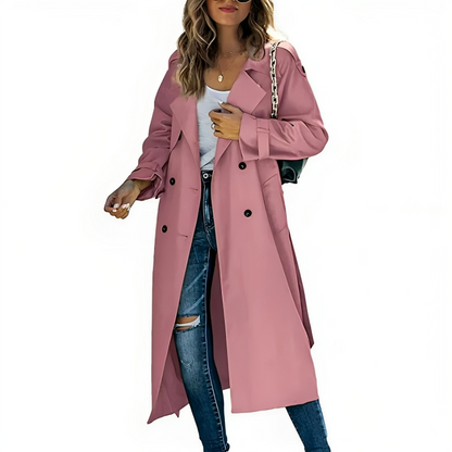 Women's Elegant Trench Coat with Lapel and Belt