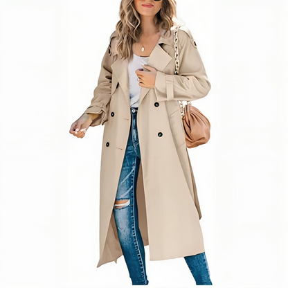 Women's Elegant Trench Coat with Lapel and Belt