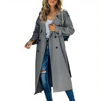Women's Elegant Trench Coat with Lapel and Belt