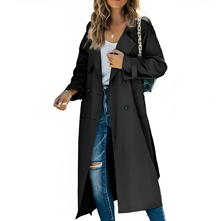 Women's Elegant Trench Coat with Lapel and Belt