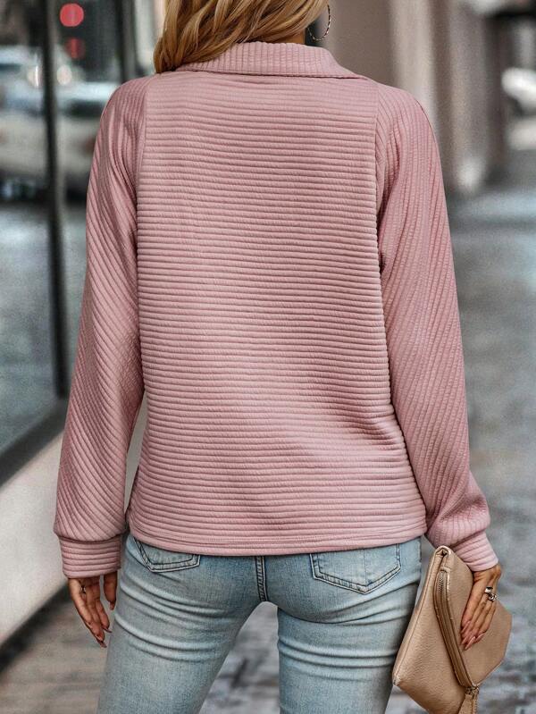 Women's V-neck Jumper with Half Zip
