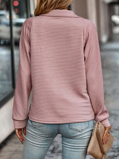 Women's V-neck Jumper with Half Zip