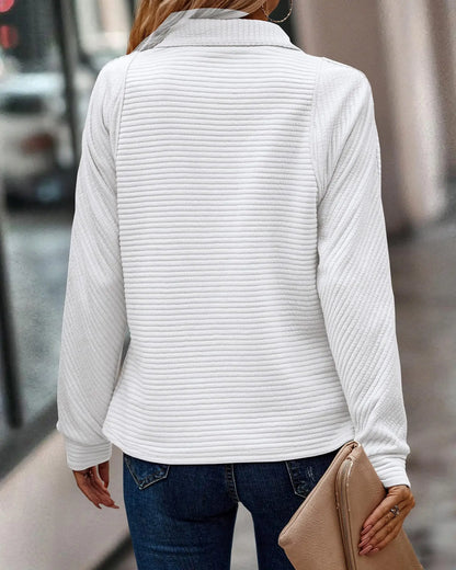 Women's V-neck Jumper with Half Zip