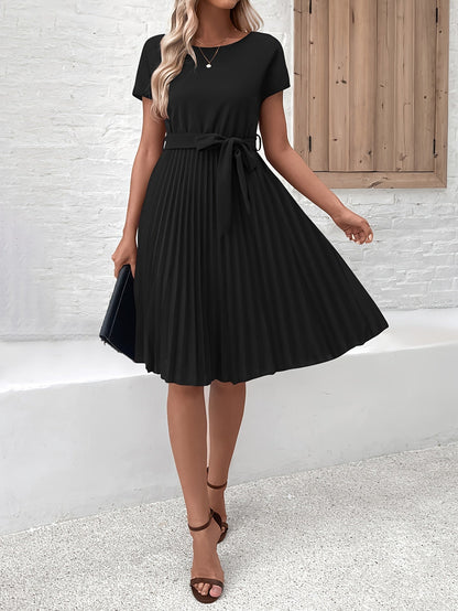 Elise | Damen Plissee-Kleid mit Bindegürtel
