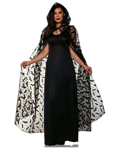 Eleanor | Women's Hooded Cape | Bat Print