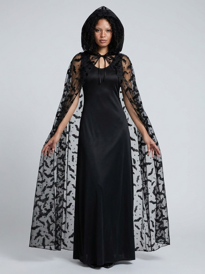 Eleanor | Women's Hooded Cape | Bat Print